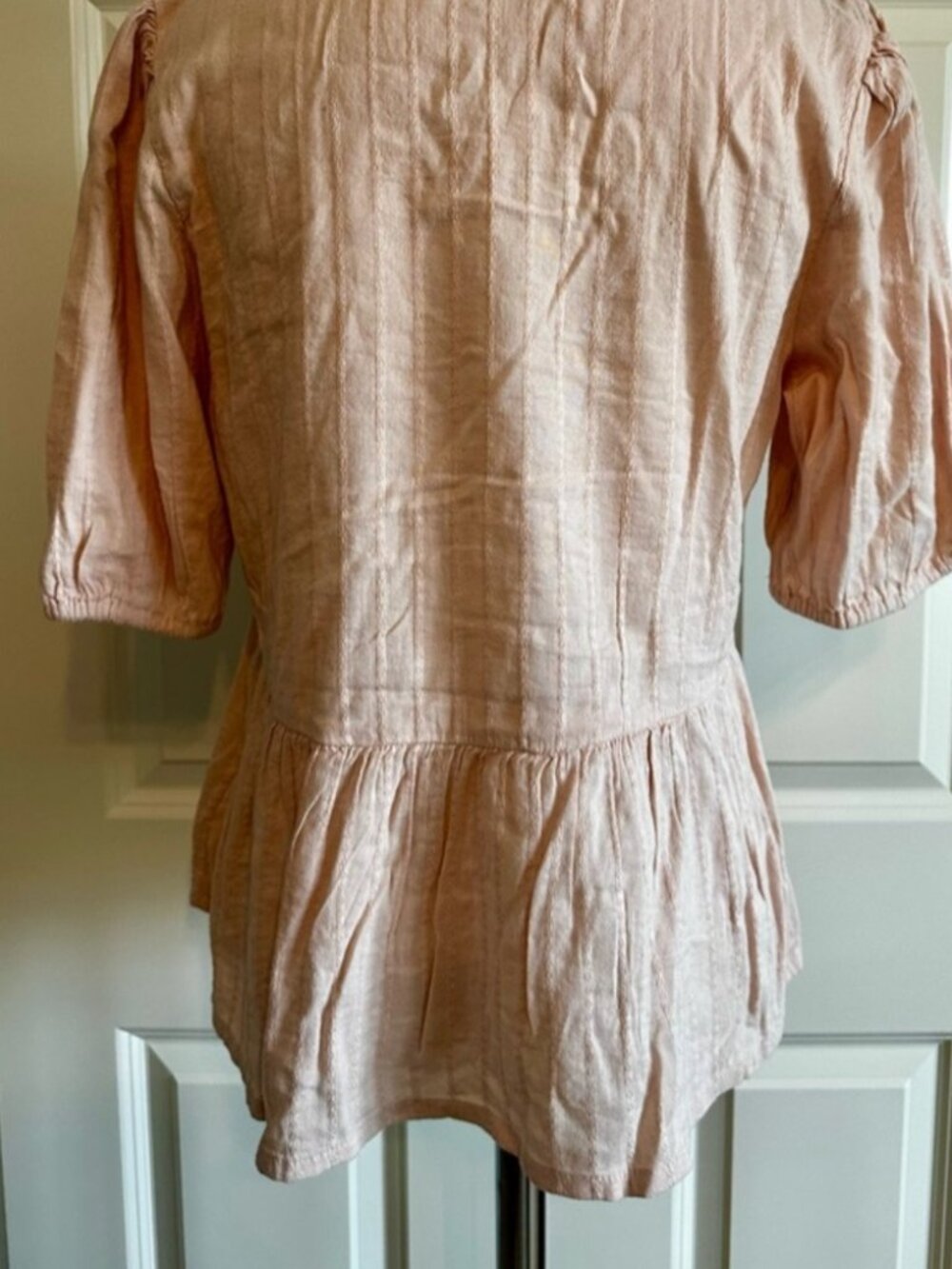 Women's V-Neck Blush Pink Babydoll Swing Top - Picture 2 of 2
